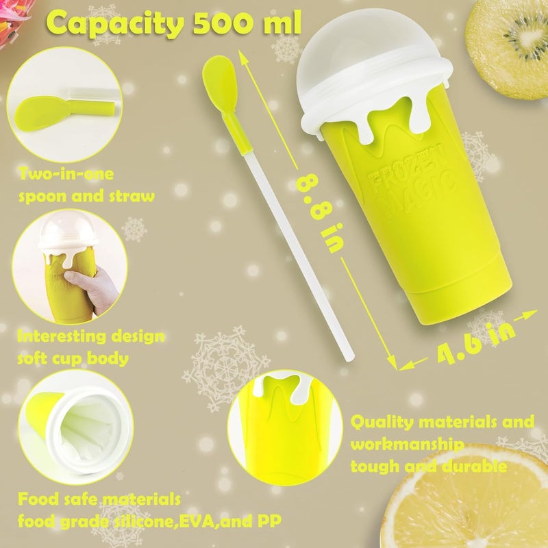 ROEDEER Large Slushie Cup 500ml,Frozen Magic Slushy Cup Maker,DIY Homemade Ice Cream,Milk Shake,Drinks Smoothie,Fruit Juice Slush Cup,Cool Stuff Gifts for Kids and Family - Yellow - Image 5